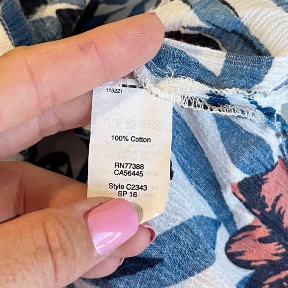 J.CREW Tissue Tunic Blouse Womens Small Multicolor Floral 3/4 Sleeve V-neck - Picture 4 of 6